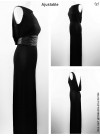 Long Halter dress - black jeresy viscose
