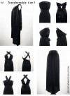 Transformable asymetrical silk skirt - Black satin belt