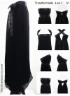Transformable short dress - asymetrical double silk veil- ajustable satin ribbon