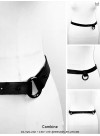 Adjustable black cowhide leather strap - extension - belt + gun metalsnap ring - 2x30cm