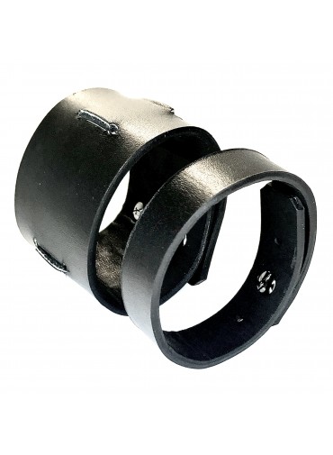 Bracelet modulable en cuir noir - Duo réversible agneau vachette - +9 en 1 - fermeture métal