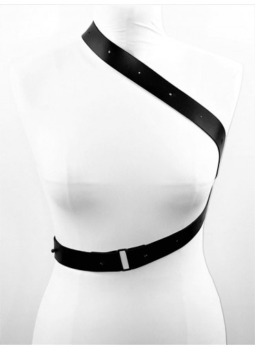 S-3.185 Adjustable Harness - Double belt - 2 compound straps - black leather