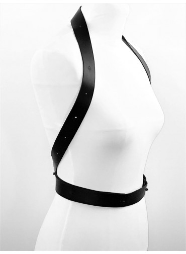 S-3.250 Adjustable Harness - Double belt - 2 compound straps - black leather