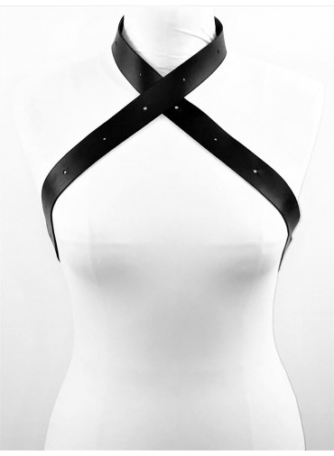 S-3.155 Adjustable Harness - Double belt - 2 compound straps - black leather