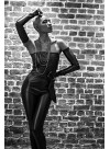 Transformable jumpsuit - black jersey viscose or coated jersey