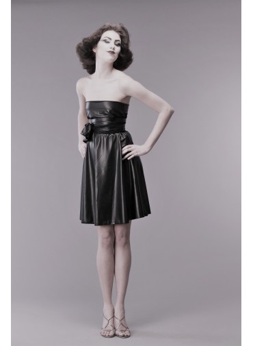 Transformable short dress -Baby-doll style - coated jersey in leather style