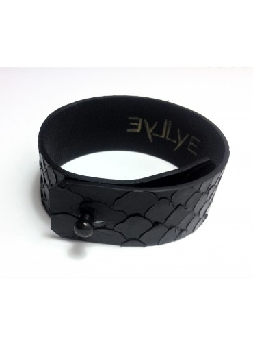 Python leather bracelet 2.5cm - metal fastening