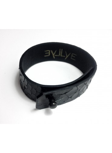 Python leather bracelet 2cm - metal fastening
