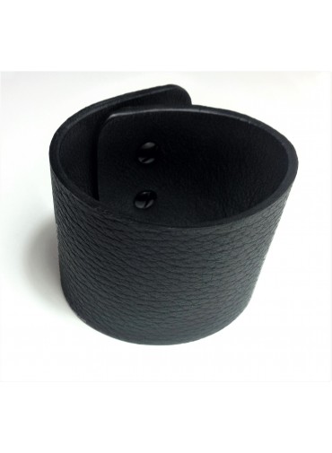 Bracelet en cuir de Cerf noir 5cm - fermeture métal