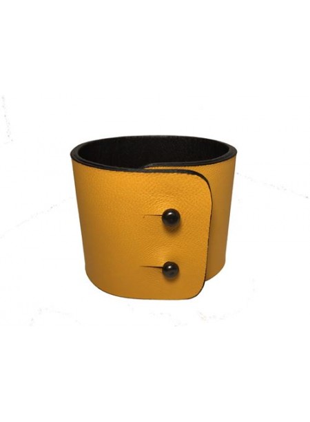 Yellow Lambskin leather Bracelet 5cm - metal fastening