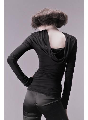 Versatile Top with long sleeves - jersey viscose black