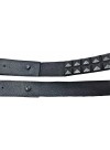 Leather bracelet triple tour - black lambskin leather with pyramide pattern - 2 rows