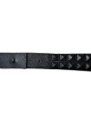 Leather bracelet triple tour - black lambskin leather with pyramide pattern - 2 rows