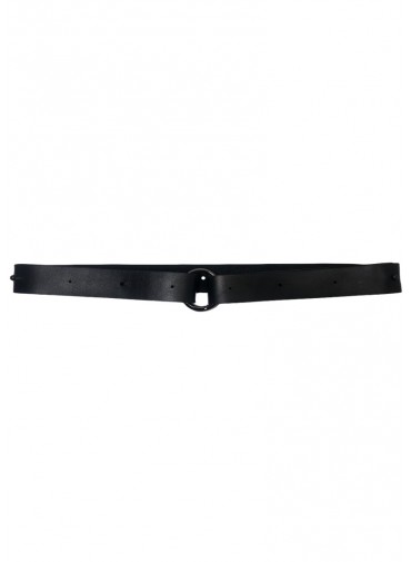 Adjustable black cowhide leather strap - extension - belt + gun metalsnap ring - 3 x 125 cm