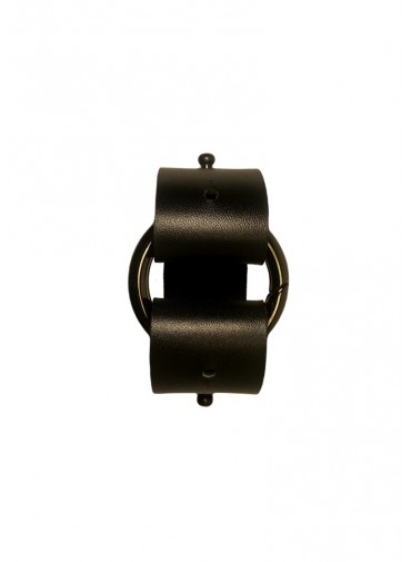 AS-VaN-3.30 - Adjustable black cowhide leather Strap-Bracelet-Belt-Extension + gun metal snap ring- 3x30cm