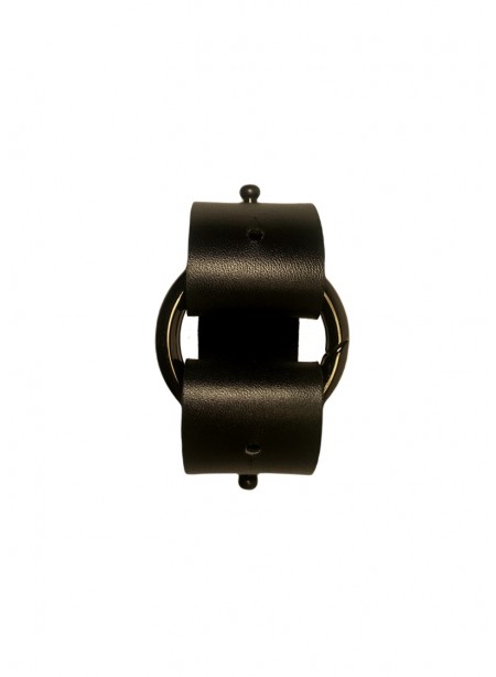 Sangle ajustable cuir vachette noir - extension - ceinture + anneau mousqueton canon de fusil - 3x30cm