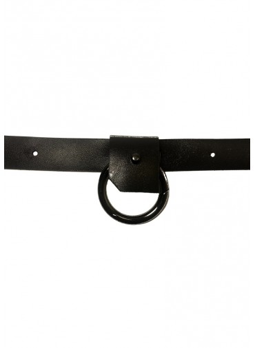 AS-3.10 - Adjustable black cowhide leather Strap-key ring-Bracelet-Belt-Extension + gun metal snap ring- 3x10cm