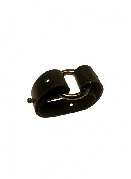 Adjustable black cowhide leather strap - extension - belt + gun metalsnap ring - 2x30cm