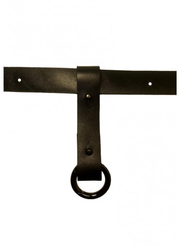 Sangle ajustable cuir vachette noir - extension - ceinture - bracelet - porte-clé + anneau mousqueton canon de fusil - 2x20cm