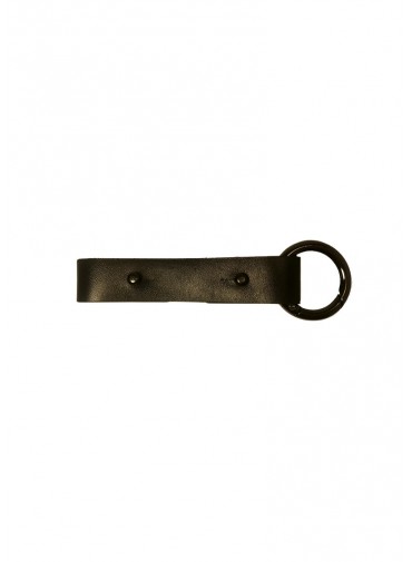 Sangle ajustable cuir vachette noir - extension - ceinture - bracelet - porte-clé + anneau mousqueton canon de fusil - 2x20cm