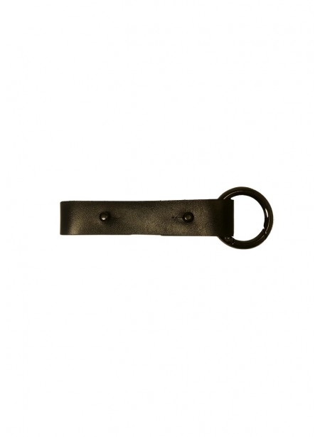 Adjustable black cowhide leather strap - extension - belt -bracelet - Key ring + gun metalsnap ring - 2x20cm