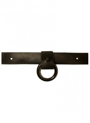 Adjustable black cowhide leather strap - extension - belt -bracelet - Key ring + gun metalsnap ring - 2x10cm