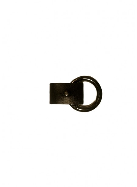 Sangle ajustable cuir vachette noir - extension - ceinture - bracelet - porte-clé + anneau mousqueton canon de fusil - 2x10cm
