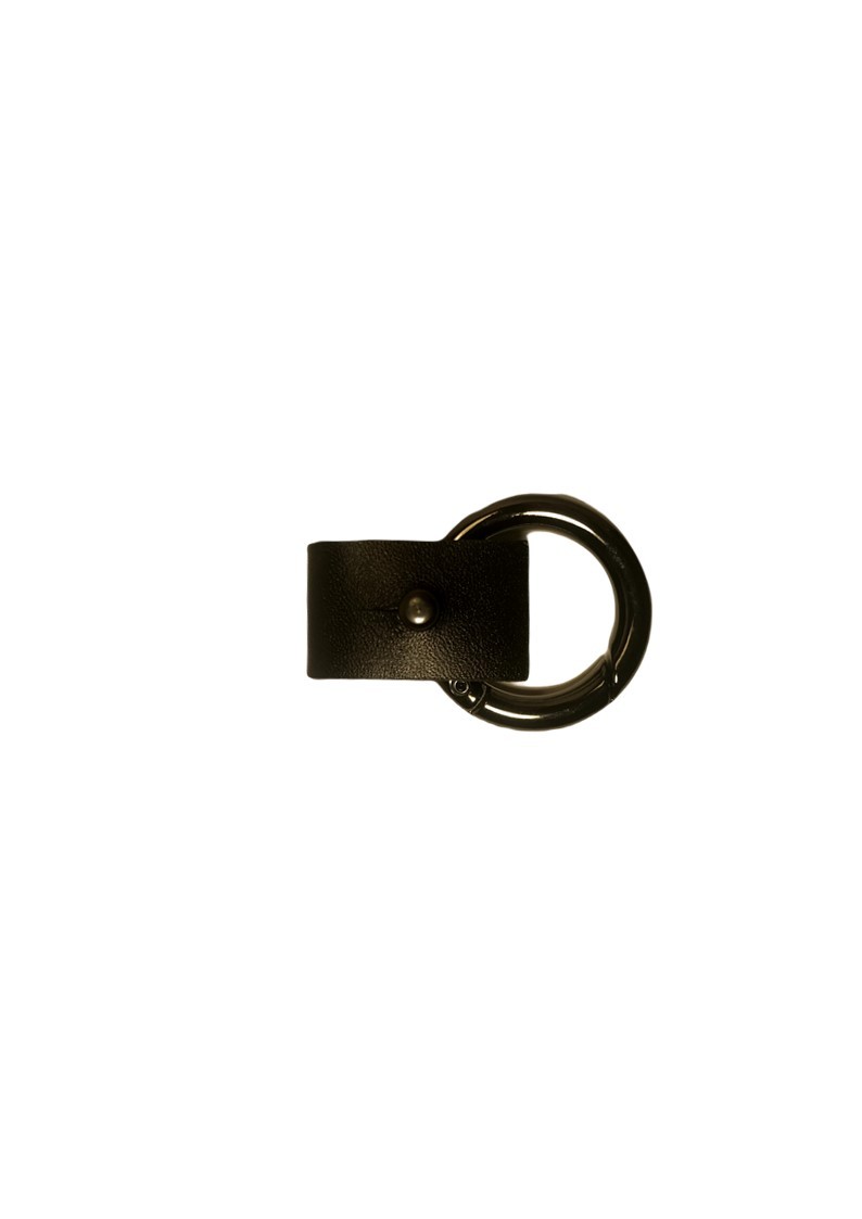 Sangle-ajustable - porte clé- bracelet-ceinture - cuir vachette noir + anneau  mousqueton canon de fusil