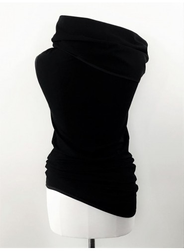 tunique sans manches modulable - jersey viscose noir