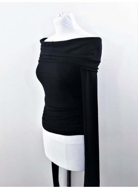 Transformable Top Dress with extralong sleeves - black jersey viscose