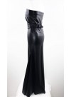 Robe longue modulable évasée - jersey enduit noir effet cuir